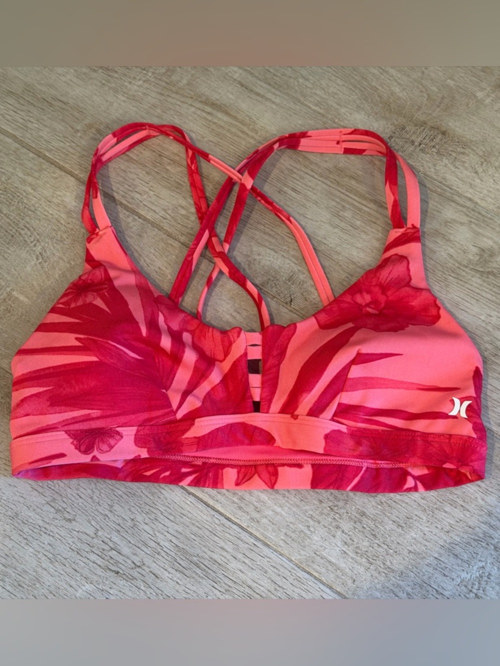 Hurley Tropical Pink Swim Bikini Top Small